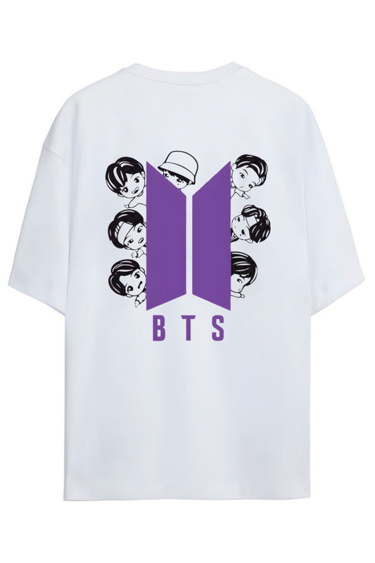 BTS K-Pop "BTS ARMY" Sırt Ve Göğüs Baskılı Yazılı Relaxed Kalıp Pamuklu Unisex T-shirt