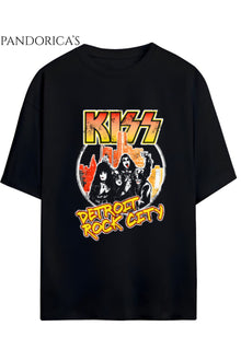 KISS Tasarımı Yazılı Baskılı Unisex Pamuklu Relaxed Kalıp Tişört