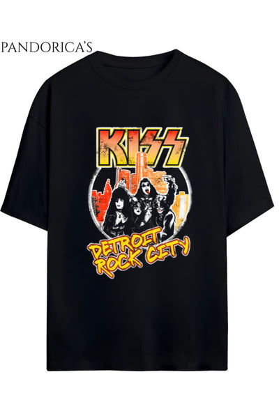KISS Tasarımı Yazılı Baskılı Unisex Pamuklu Relaxed Kalıp Tişört