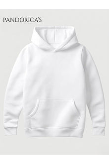 Unisex Beyaz Kapüşonlu Sweatshirt Kanguru Cepli Basic Hoodie