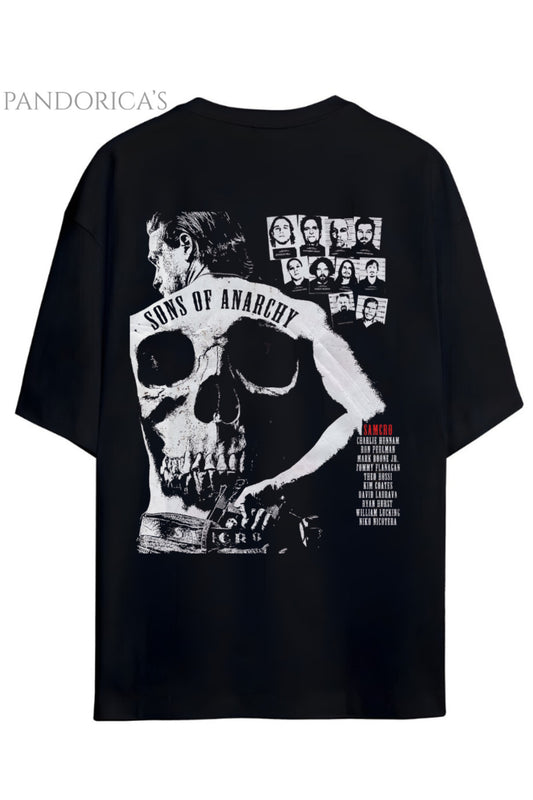 Sons Of Anarchy Jackson Teller Sırt Baskılı Pamuklu Relaxed Kalıp Siyah Unisex Tişört