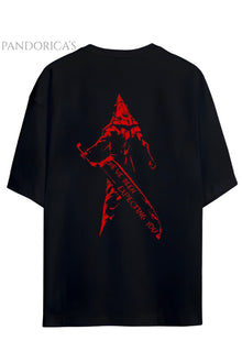 Pandorica's SILENT HILL Tasarımı Sırt ve Ön Baskılı Unisex Pamuklu T-shirt