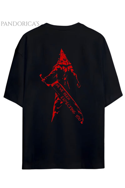 Pandorica's SILENT HILL Tasarımı Sırt ve Ön Baskılı Unisex Pamuklu T-shirt
