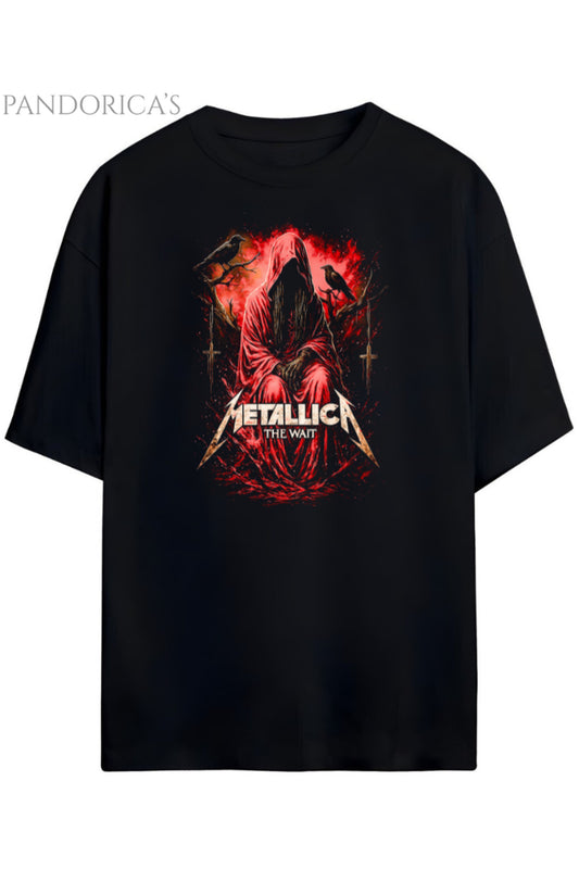 Pandorica’s Metallica Tasarımı Baskılı Unisex Oversize Pamuklu T-shirt