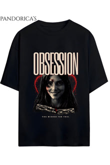 OBSESSION Tasarımı Yazılı Baskılı Pamuklu Relaxed Kalıp Unisex T-shirt