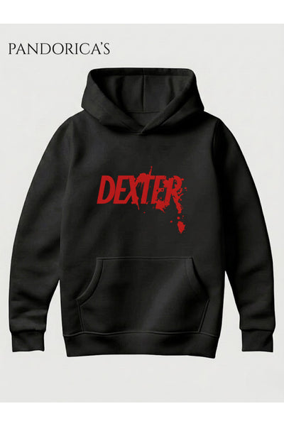 DEXTER Tasarımı Yazılı Baskılı Unisex Kapüşonlu Pamuklu Sweatshirt Hoodie