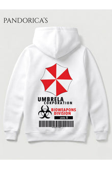 RESIDENT EVIL "Umbrella Corporation Bioweapons" Tasarımı Yazılı SIRT VE ÖN Baskılı Unisex Kapüşonlu Pamuklu Gamer Sweatshirt Hoodie