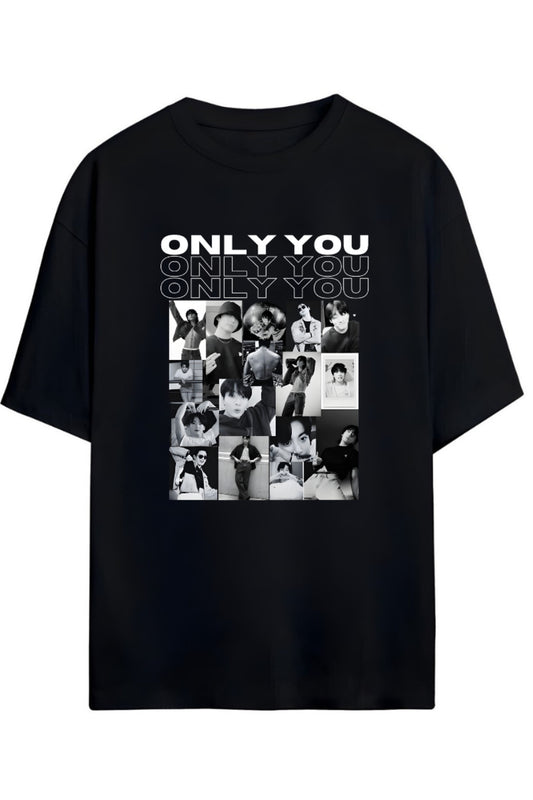 BTS K-Pop Baskılı "Only You" Yazılı Relaxed Kalıp Pamuklu Unisex Tişört
