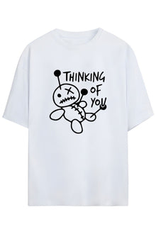 Thinking Of You Yazılı Çizimlı Unisex Pamuklu T-shirt
