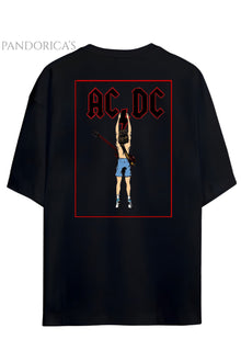 Pandorica's AC/DC Tasarimi Sırt Baskılı Unisex Pamuklu T-shirt