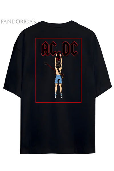 Pandorica's AC/DC Tasarimi Sırt Baskılı Unisex Pamuklu T-shirt