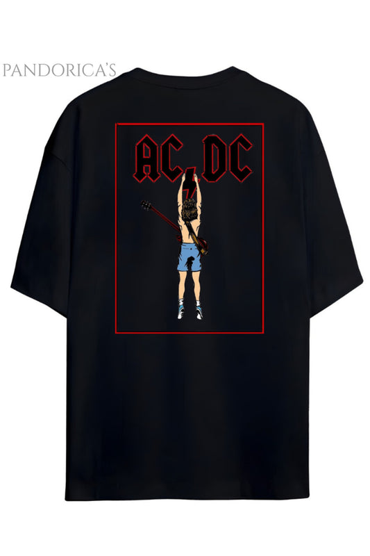 Pandorica's AC/DC Tasarimi Sırt Baskılı Unisex Pamuklu T-shirt