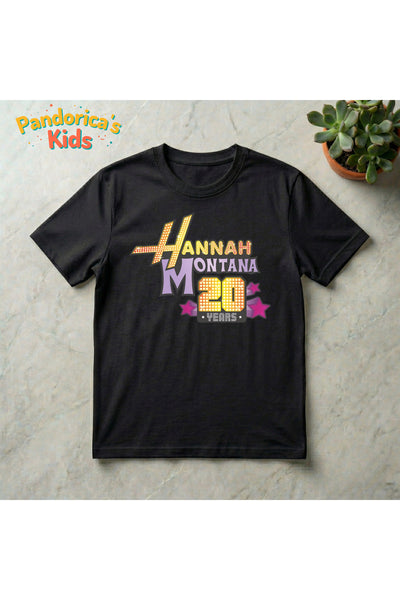 Pandorica's Hannah Montana Miley Cyrus 20. Yıl Özel Pamuklu Çocuk T-Shirt