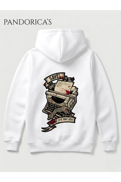 RESIDENT EVIL VILLAGE Tasarımı Yazılı İkonik Saving Typewriter SIRT VE ÖN Baskılı Unisex Kapüşonlu Pamuklu Gamer Sweatshirt Hoodie