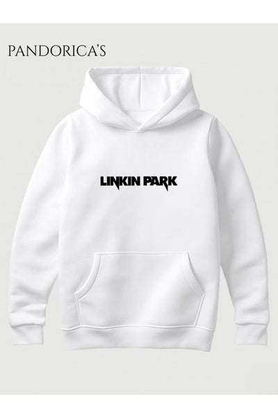 Linkin Park Tasarımı Yazılı Baskılı Unisex Kapüşonlu Pamuklu Sweatshirt Hoodie