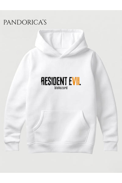 RESIDENT EVIL 7 BIOHAZARD Tasarımı Yazılı SIRT VE ÖN Baskılı Unisex Kapüşonlu Pamuklu Gamer Sweatshirt Hoodie