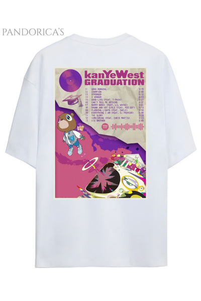 Pandorica's Kanye West Tasarımı Sırt Baskılı Unisex Pamuklu T-shirt