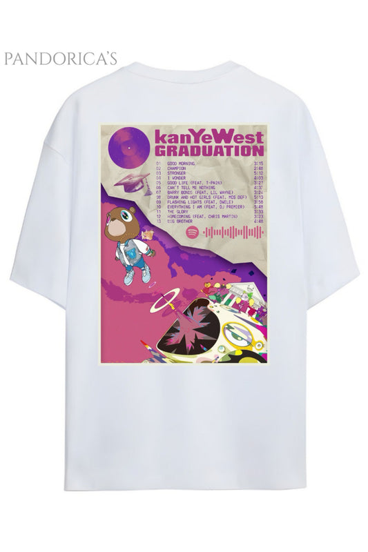 Pandorica's Kanye West Tasarımı Sırt Baskılı Unisex Pamuklu T-shirt