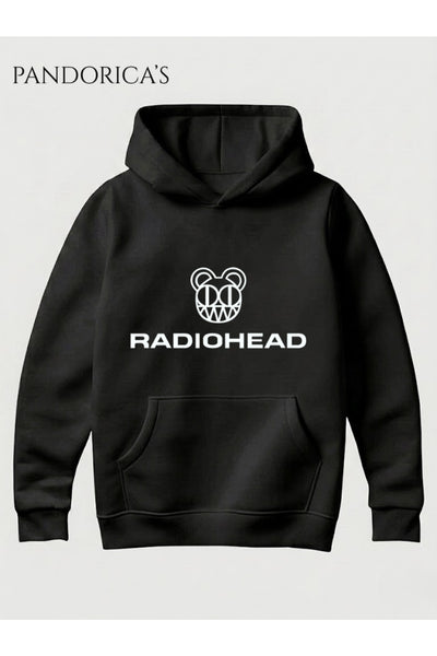 RADIOHEAD Tasarımı Yazılı Baskılı Unisex Kapüşonlu Pamuklu Sweatshirt Hoodie