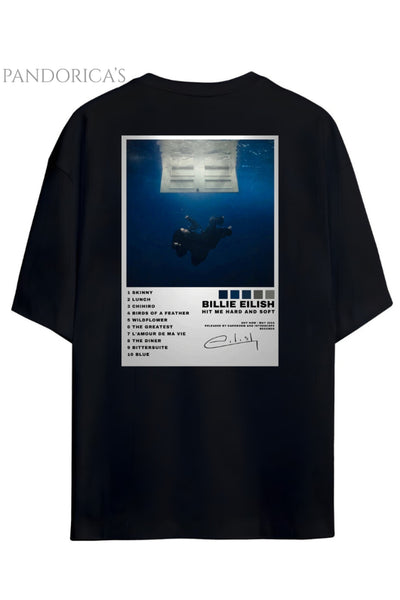 Pandorica's Billie Eilish Hit Me Hard And Soft Album Tasarımı Sırt Baskılı Unisex Pamuklu T-shirt