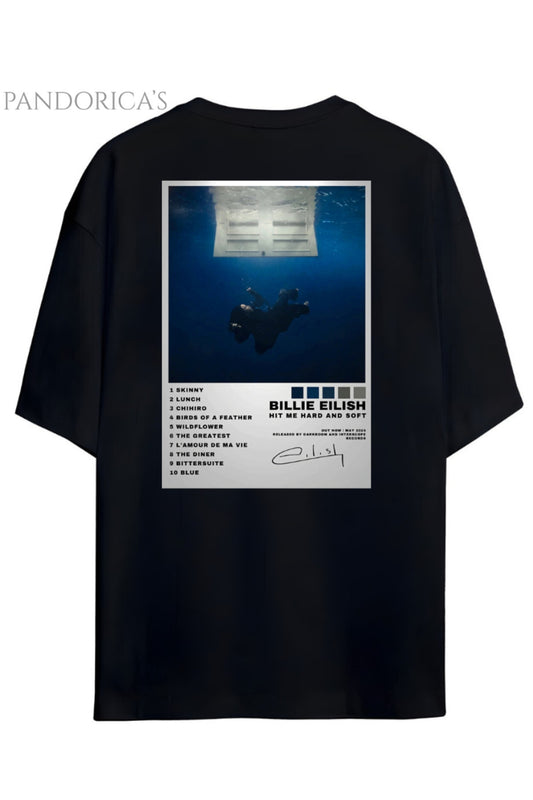 Pandorica's Billie Eilish Hit Me Hard And Soft Album Tasarımı Sırt Baskılı Unisex Pamuklu T-shirt