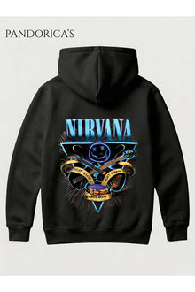 NIRVANA Tasarımı Yazılı SIRT Baskılı Unisex Kapüşonlu Pamuklu Sweatshirt Kanguru Cep Hoodie