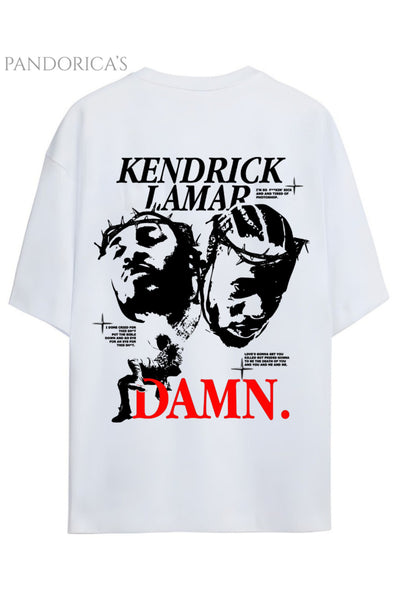 Kendrick Lamar "DAMN" Sırt Baskılı Pamuklu Relaxed Kalıp Unisex Tişört