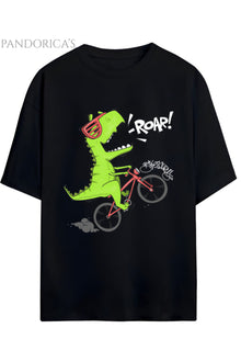 DİNO Tasarım Serisi Rider Motorcu Dino "ROARR" Yazılı Dinazor Baskılı Pamuklu Unisex Tişört