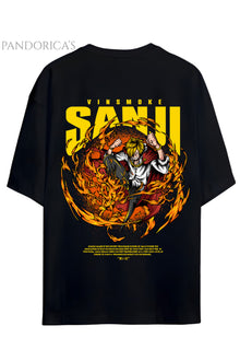 ONE PIECE ÖZEL TASARIM SERİSİ "SANJI VINSMOKE" SIRT BASKILI YAZILI UNISEX PAMUKLU TİŞÖRT