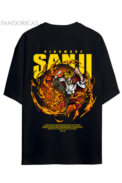 ONE PIECE ÖZEL TASARIM SERİSİ "SANJI VINSMOKE" SIRT BASKILI YAZILI UNISEX PAMUKLU TİŞÖRT