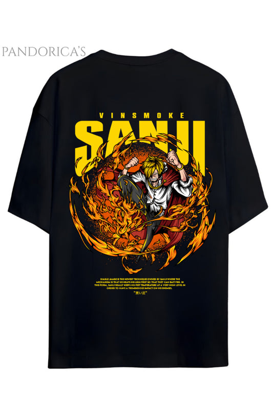 ONE PIECE ÖZEL TASARIM SERİSİ "SANJI VINSMOKE" SIRT BASKILI YAZILI UNISEX PAMUKLU TİŞÖRT