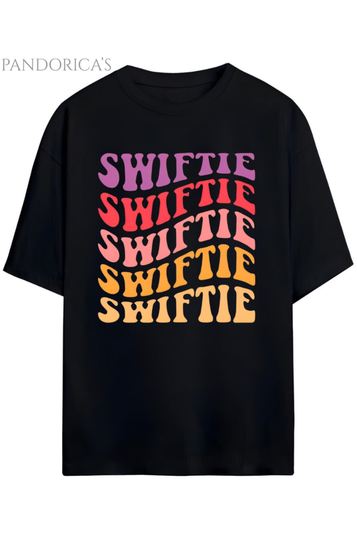 Siyah Pandorica's Taylor Swift Tasarımı Baskılı " Swiftie" Yazılı Unisex Pamuklu T-Shirt - 21