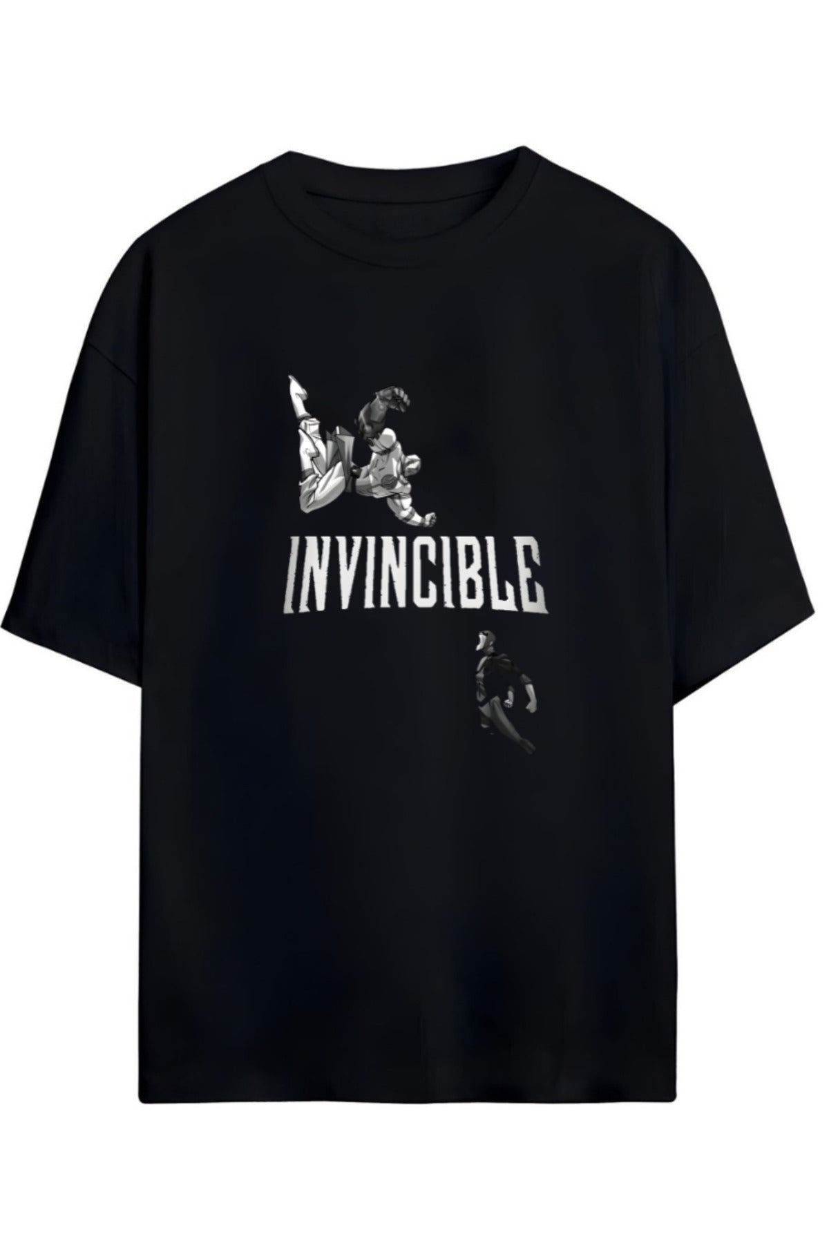 Invincible Mark & Thragg Battle Baskılı Pamuklu Relaxed Kalıp Unisex Tişört