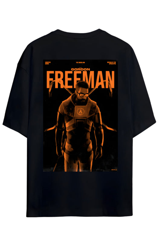 Half Life GORDON FREEMAN Sırt Ve Göğüs Baskılı Yazılı Pamuklu Relaxed Kalıp Gamer Tişört