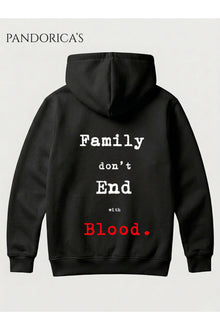 SUPERNATURAL ÖzelTasarım Serisi "Family Don't End Blood" Yazılı SIRT ve GÖĞÜS Baskılı Unisex Kapüşonlu Pamuklu Sweatshirt Hoodie