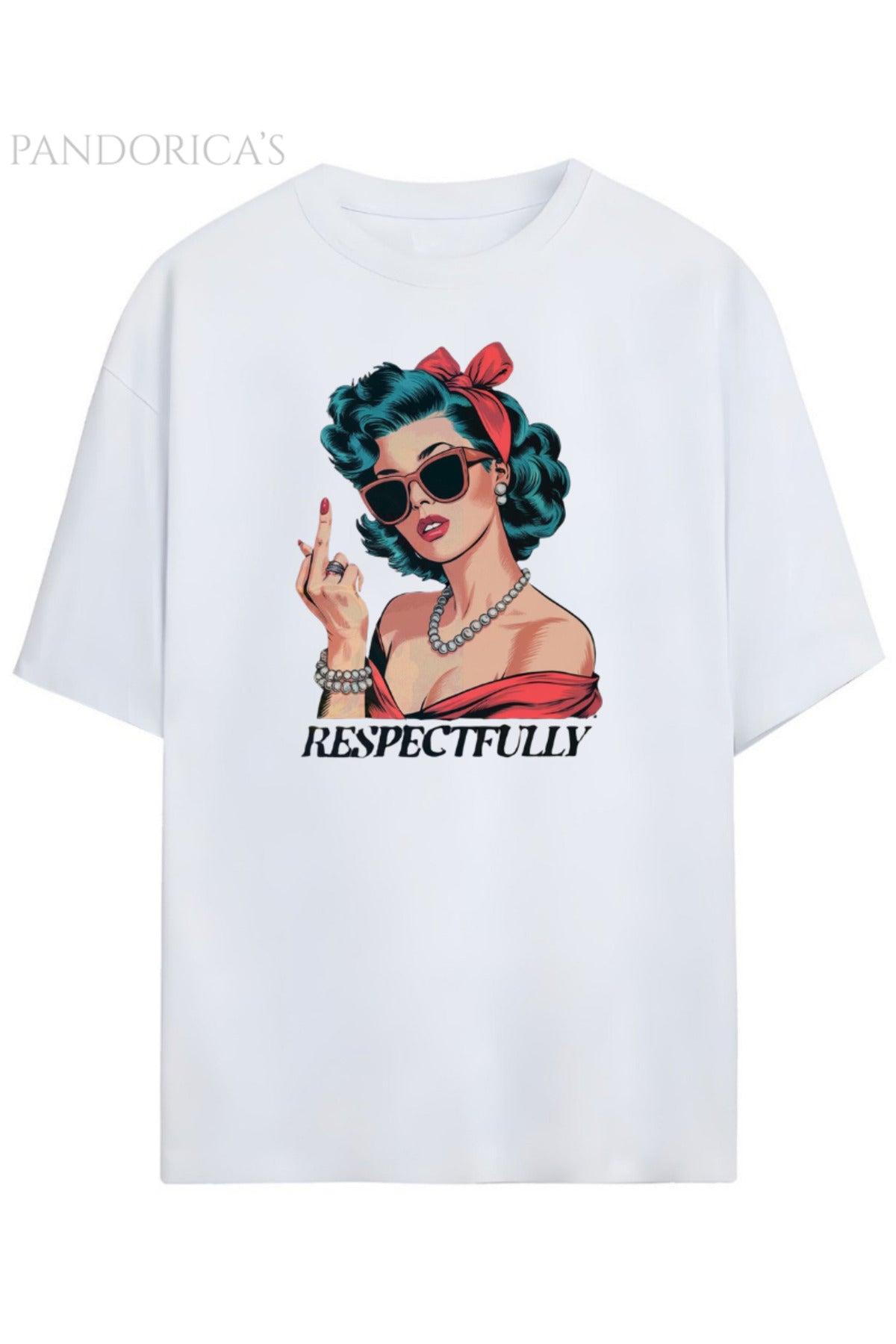 Beyaz Pandorica's İronik Retro Tasarım Unisex Pamuklu T-Shirt - 18a