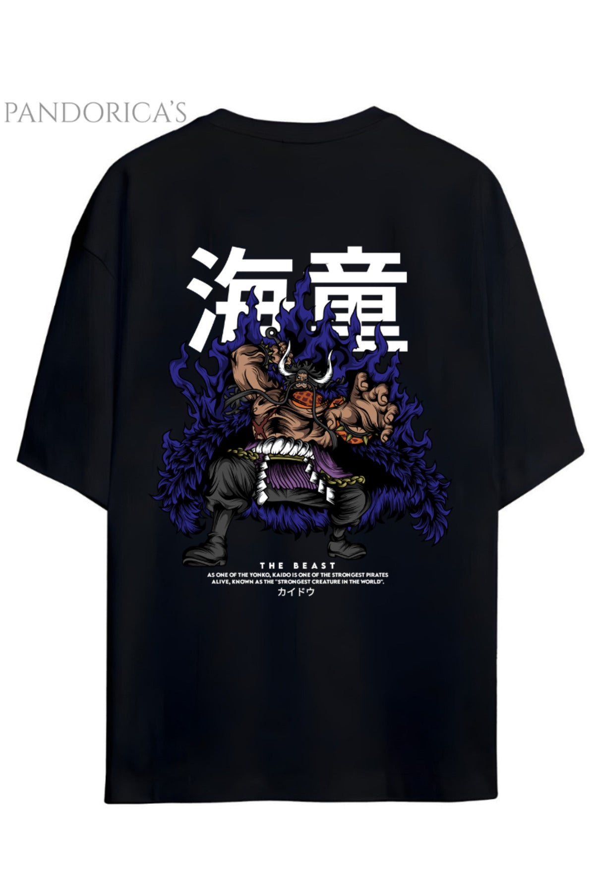 One Piece Özel Tasarım Serisi "Beast Kaido" Sırt Baskılı Yazılı Unisex Pamuklu Tişört