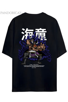 ONE PIECE ÖZEL TASARIM SERİSİ "BEAST KAIDO" SIRT BASKILI YAZILI UNISEX PAMUKLU TİŞÖRT