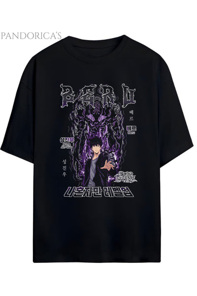 Solo Leveling Anime Tasarım Serisi "BERU" (Karınca Kral) Yazılı Baskılı Pamuklu Unisex Tişört