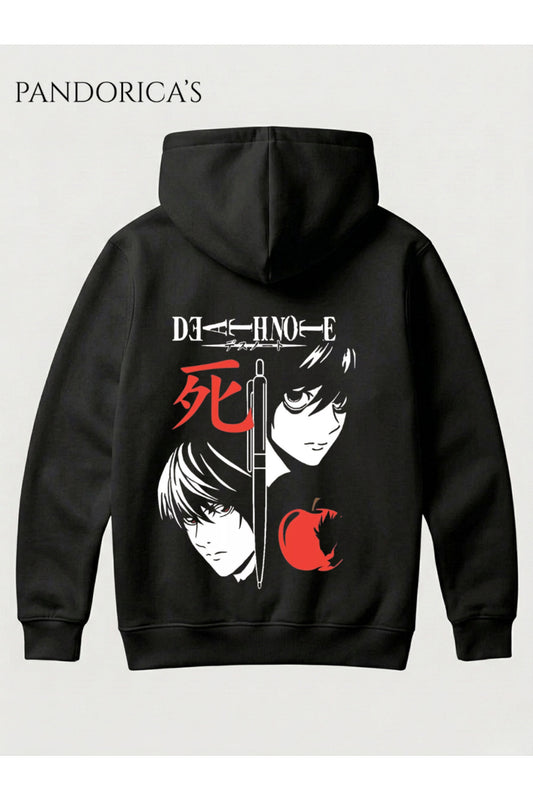 DEATH NOTE ANİME TASARIMI KİRA VE L. LAWLIET SIRT BASKILI YAZILI UNISEX KAPÜŞONLU PAMUKLU SWEATSHIRT HOODIE