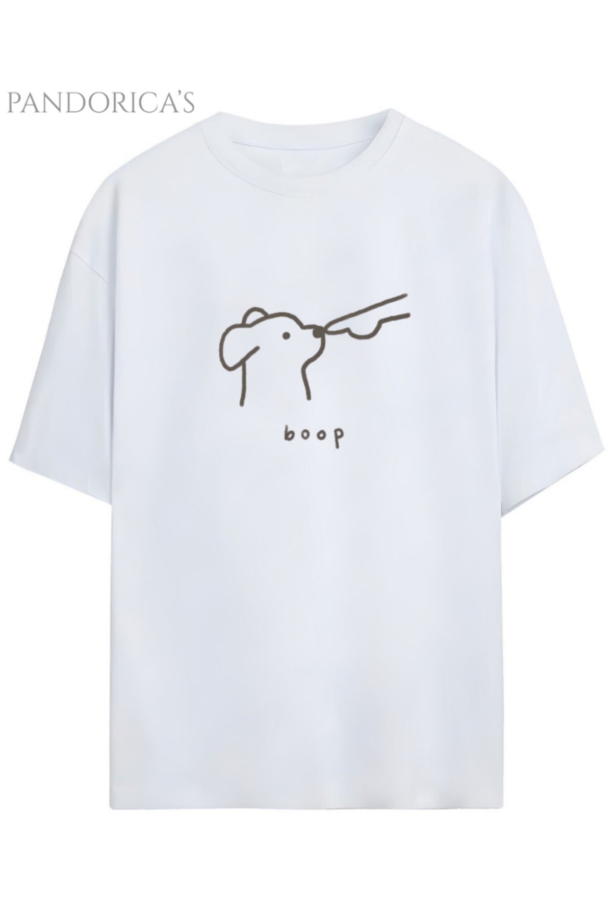 Pandorica's Sevimli Köpek Tasarımı Baskılı ''Boop'' Yazılı Unisex Pamuklu T-Shirt