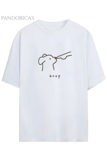 Pandorica's Sevimli Köpek Tasarımı Baskılı ''Boop'' Yazılı Unisex Pamuklu T-shirt
