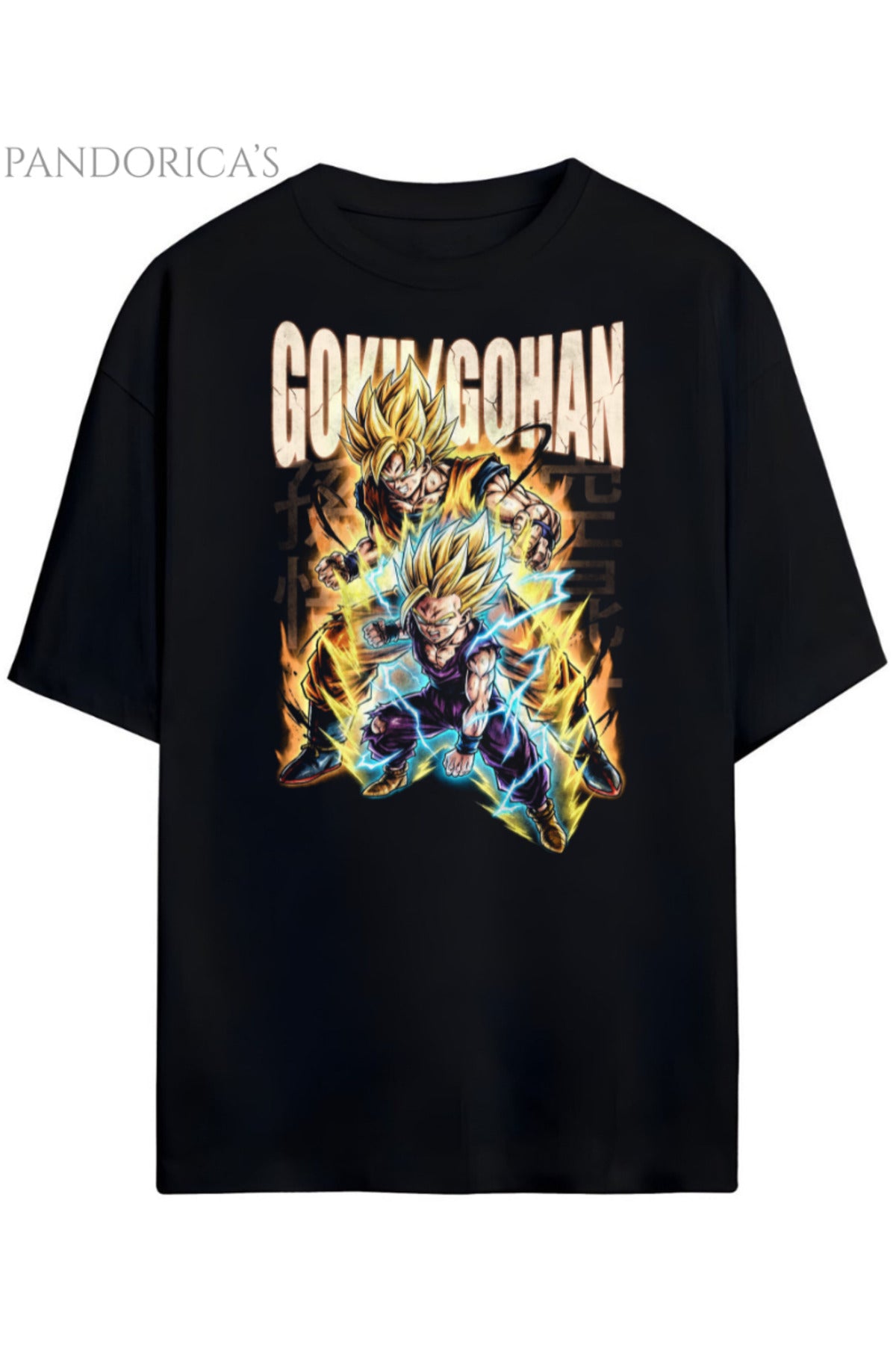 Pandorica's Dragon Ball Z Goku&Gohan Tasarımı Unisex Pamuklu T-Shirt