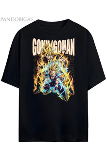 Pandorica's Dragon Ball Z GOKU&GOHAN Tasarimi Unisex Pamuklu T-shirt