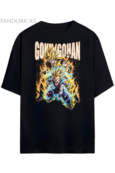 Pandorica's Dragon Ball Z GOKU&GOHAN Tasarimi Unisex Pamuklu T-shirt
