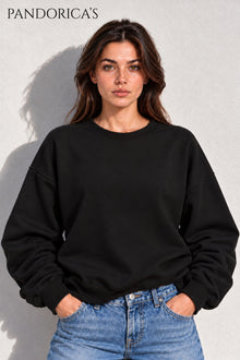 Unisex Düz Baskısız Bisiklet Yaka 3 İplik Şardonlu Pamuklu Relaxed Sweatshirt Kışlık