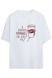 Gilmore Girls Tasarım Serisi "I Need Coffee In Iv" Yazılı Baskılı Pamuklu Unisex Tişört