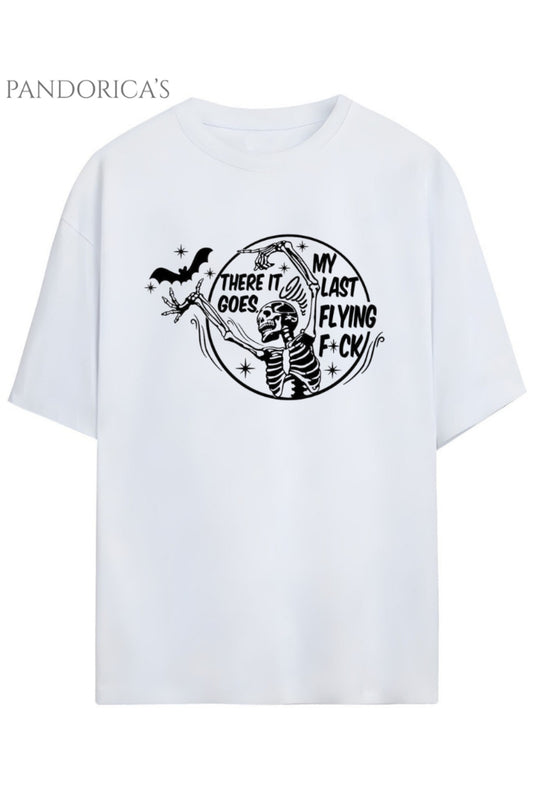 Pandorica's İronik Komik İskelet Tasarim Kelebek Baskılı Yazılı Unisex Pamuklu T-shirt
