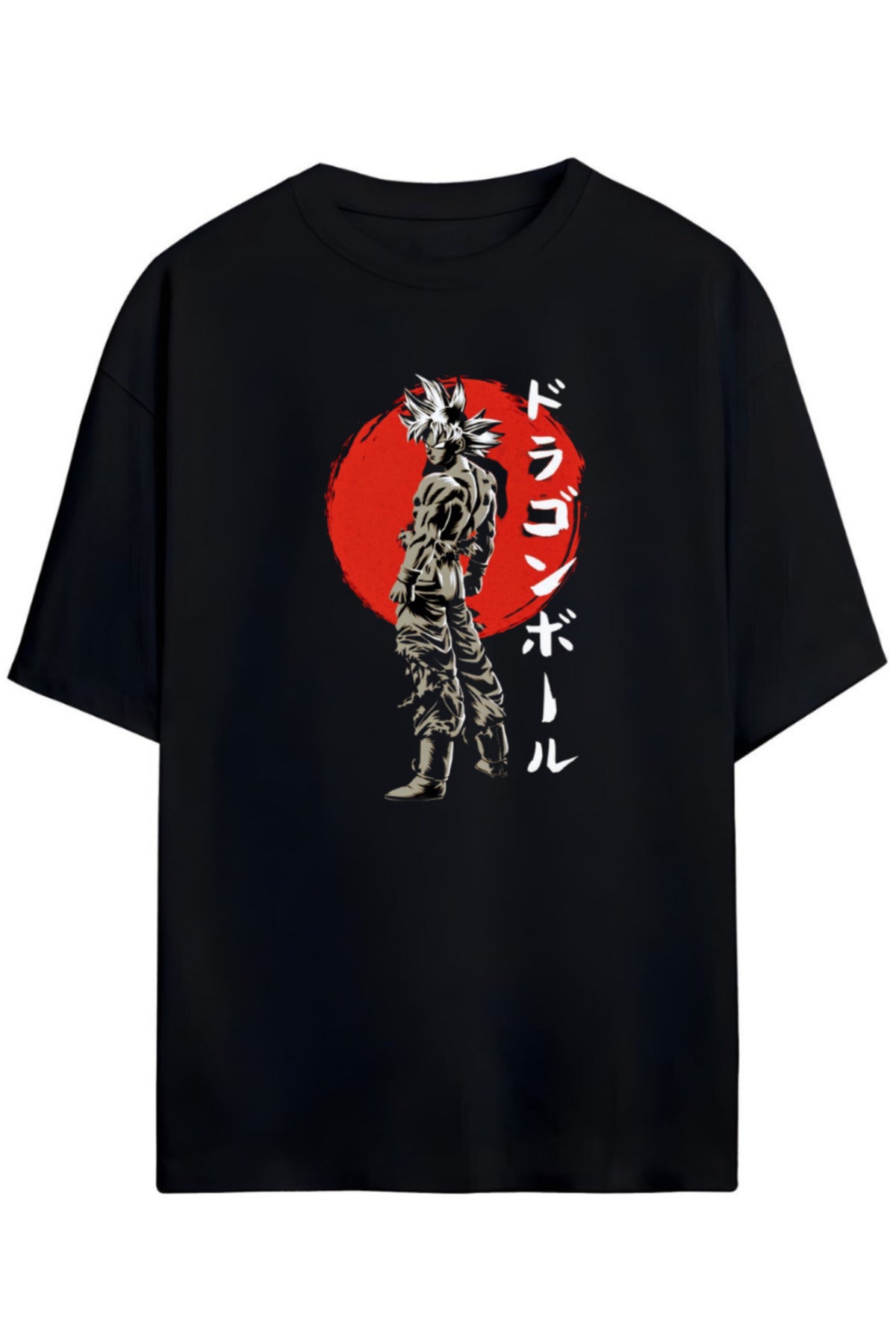 Siyah Dragon Ball Tasarımı Unisex Pamuklu T-Shirt - 17