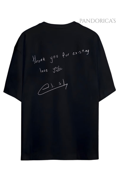 Pandorica's Billie Eilish Sırt ve Ön Baskılı Tasarım Unisex Pamuklu T-shirt ve